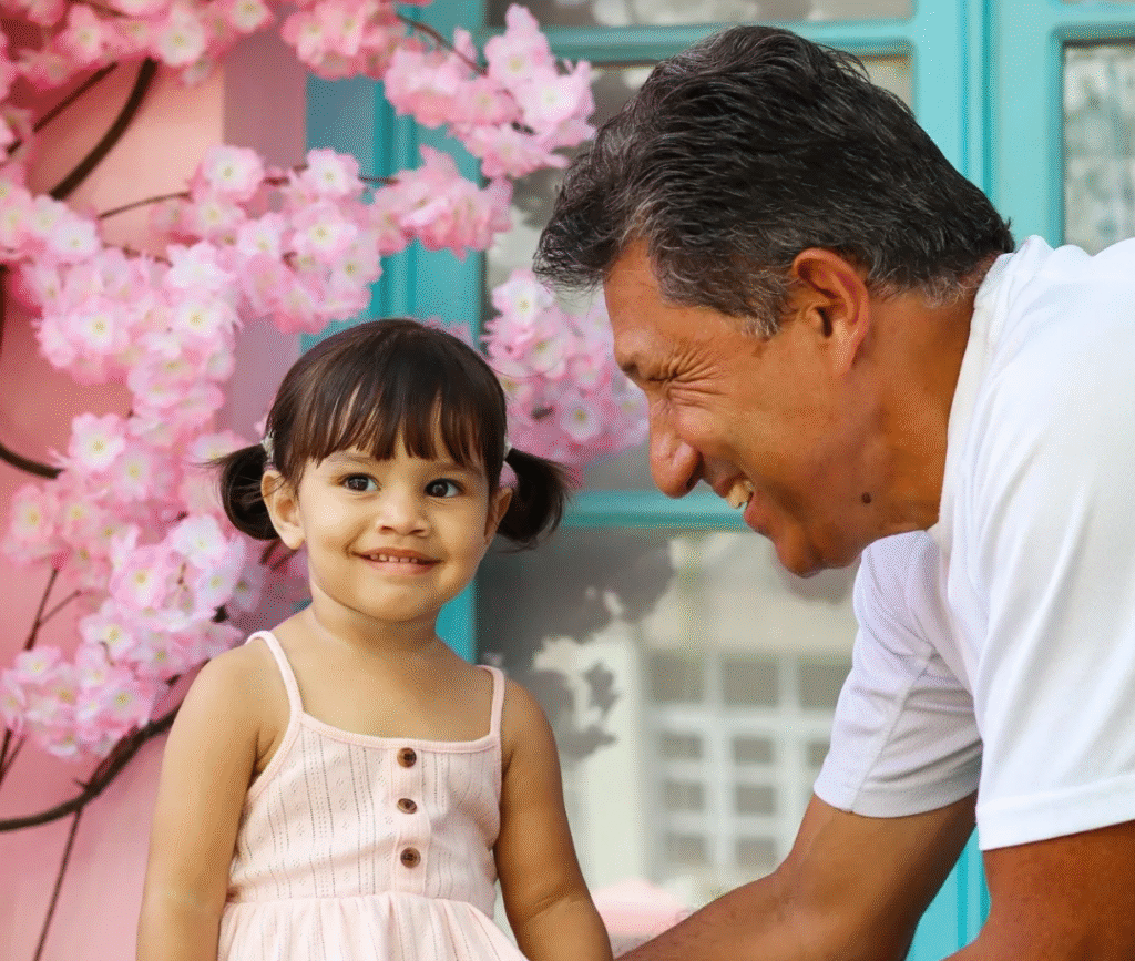 Papá es feliz entre dos temperaturas