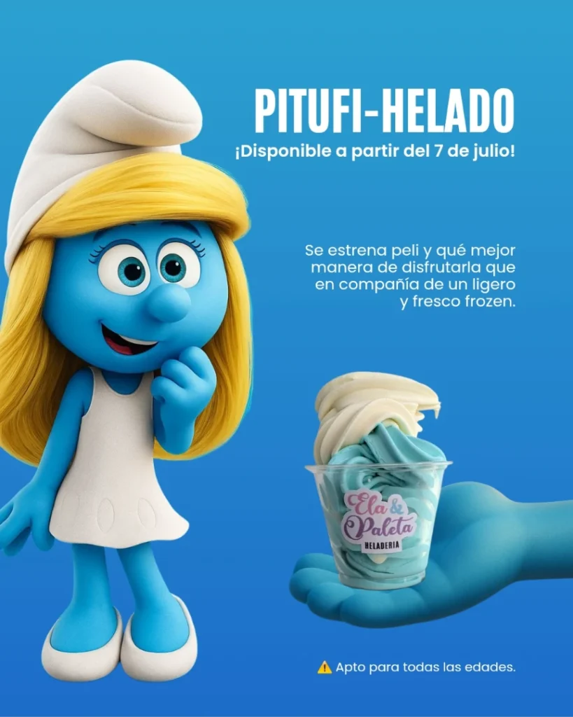 helado de pitufo por estreno