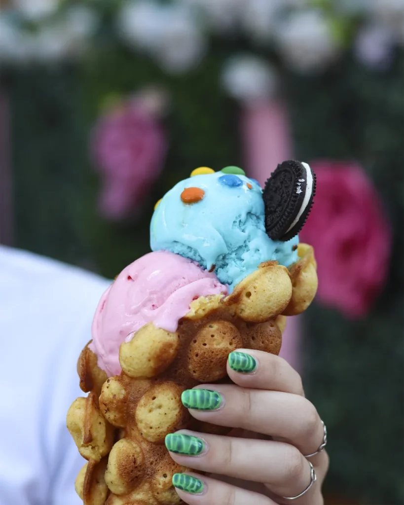 bubble wafle con helado