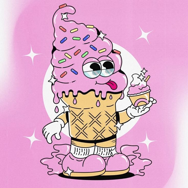 estética de helado en personaje ilustrado